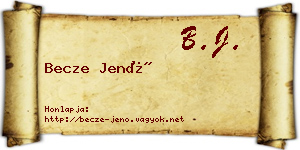 Becze Jenő névjegykártya